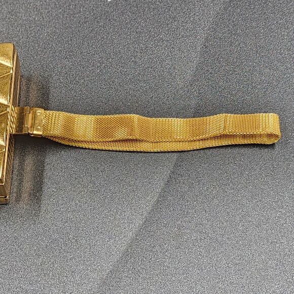 Evans Compact Wristlet Double Sided Gold Quilted Design Mesh Strap Vintage 1940s - Picture 3 of 11